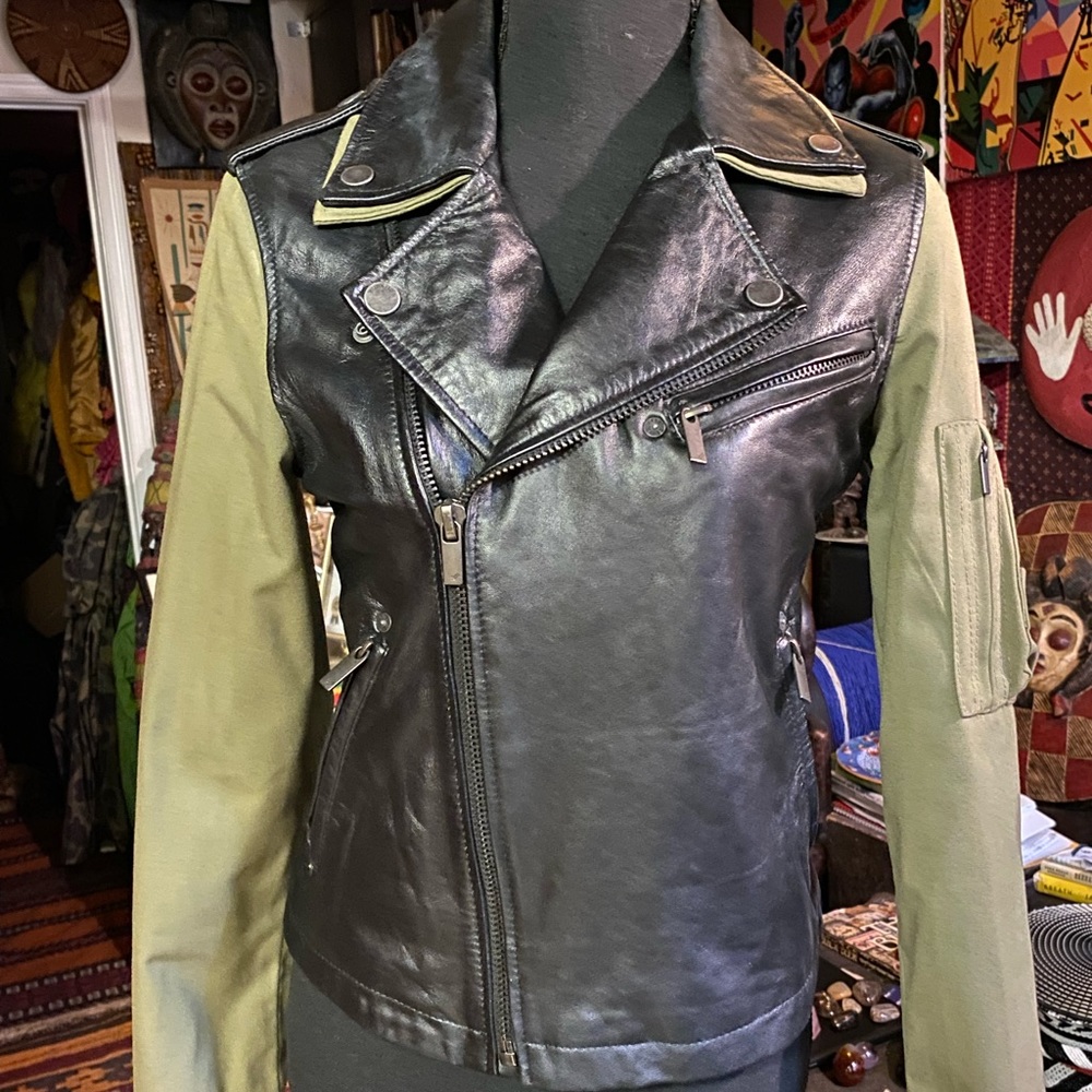 William Rast Leather Utility Moto-Style Jacket, S
